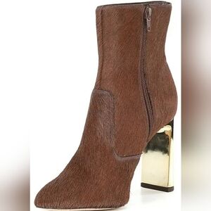 Glam 8.5 Western Bling Boho Brown Calf Hair Leather Ankle Bootie Cowgirl New